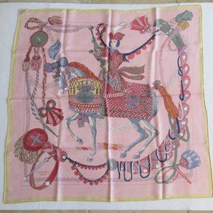 Hermes Le Timbalier Silk Scarf w/ Festooned Horse & Rider by Francoise Heron